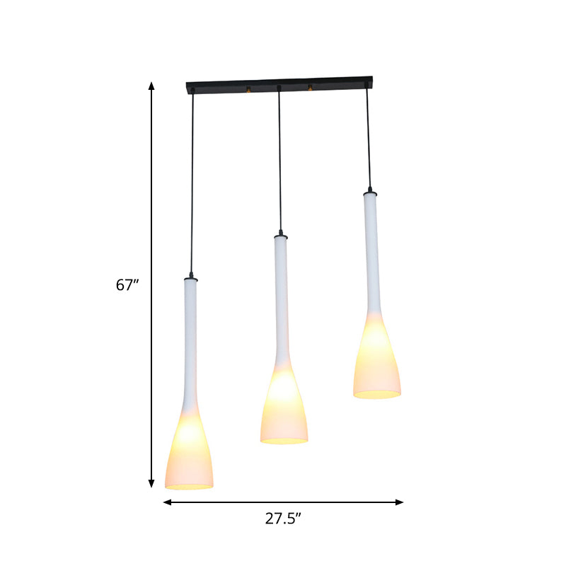Modernism Teardrop Multi Ceiling Light White Glass 3-Light Restaurant Pendulum Lamp