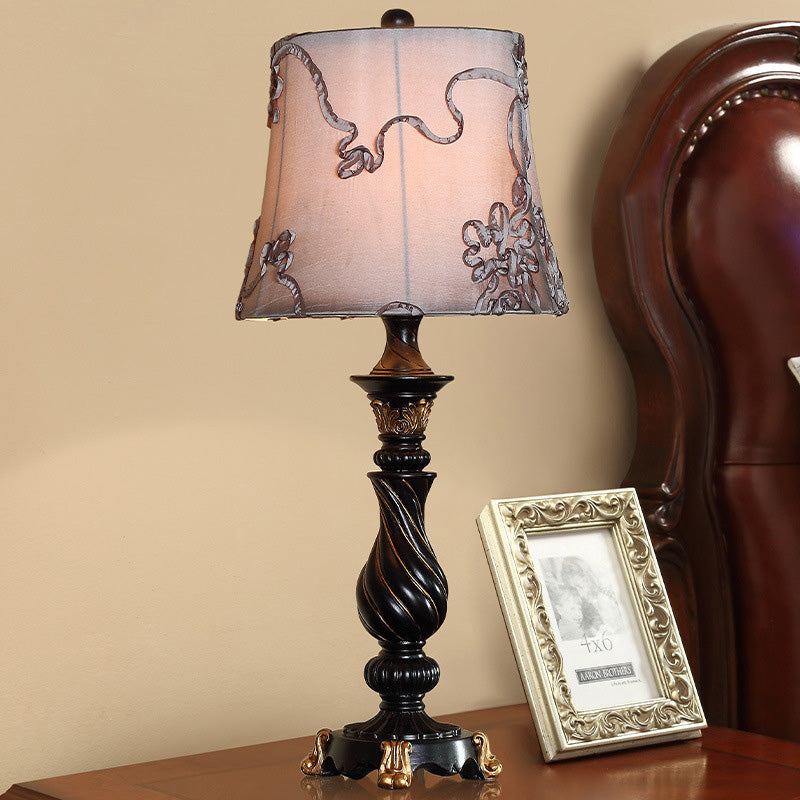 Lampada da comodino a testa a testa a testa di tamburi classici in nero con base con base blaster con base blaster