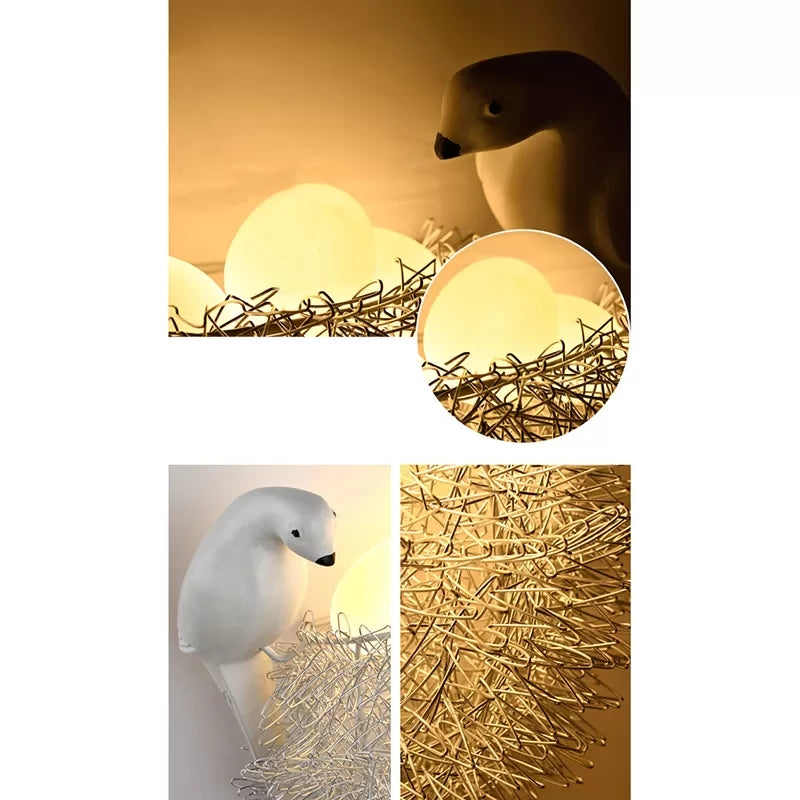 Balcony Kindergarten Nest Wall Light with Bird Decoration Resin Lovely White Sconce Light