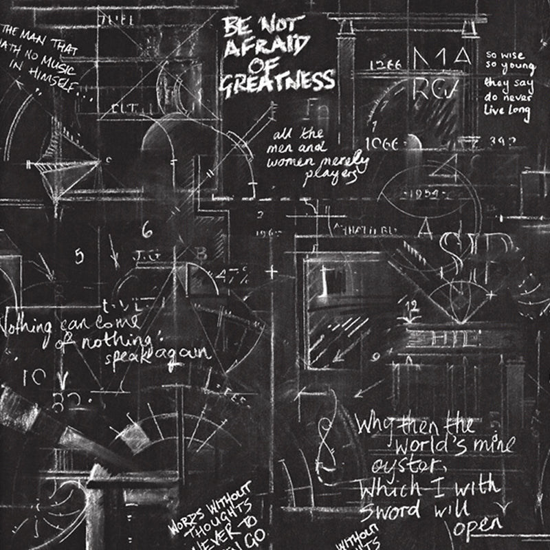 Black Graffiti Wallpaper with English Alphabet and Mathematical Graphs 33' x  20.5" Non-Pasted Stain-Resistant Wall Decor