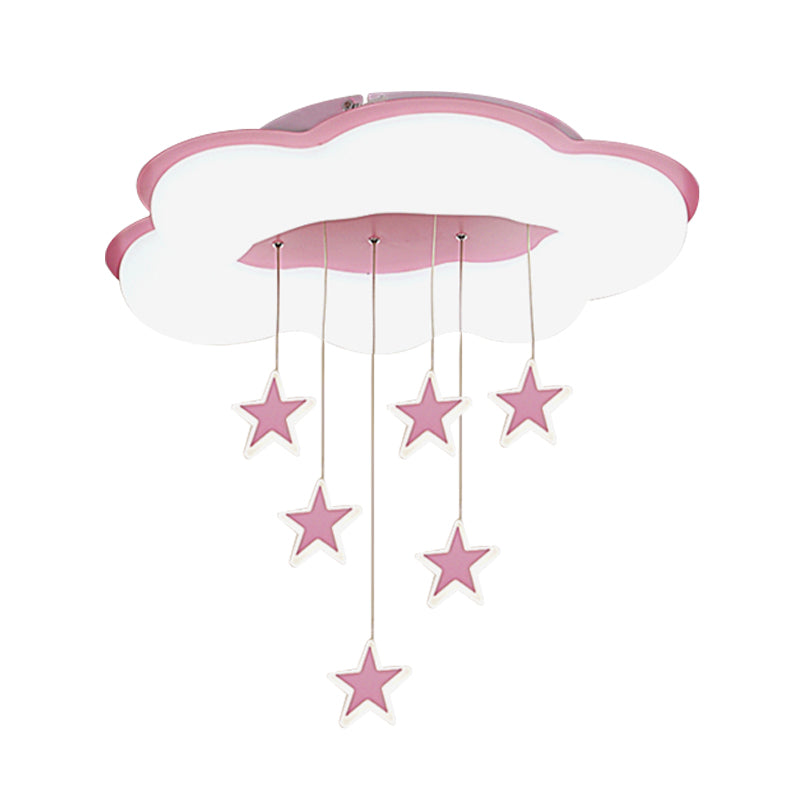 Acryl Cloud und Star Flushmount Cartoon Pink/Blue LED Ceiling Flush Mount Light for Bedroom