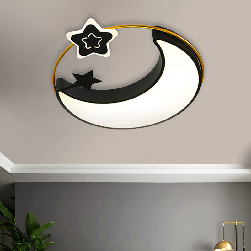 Black Moon en Star Flushmount Contemporary Led Acryl dicht bij plafondverlichtingsarmatuur