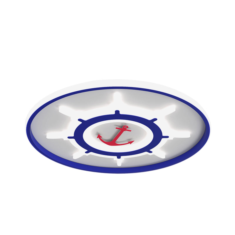 Blue Rudder Ceiling Light Fixture Mediterranean LED Acrylic Flush Mount Recessed Lighting