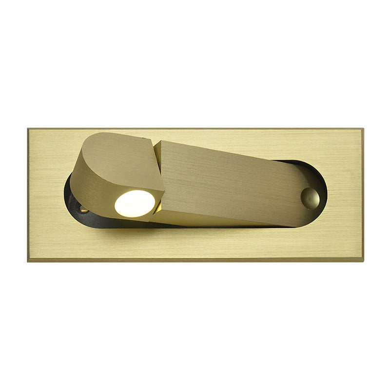 Modernist Rectangle Wall Light Sconce with Embed Design Aluminum LED Bedroom Rotatable Wall Lamp in Bronze/Coffee, Natural/Warm Light