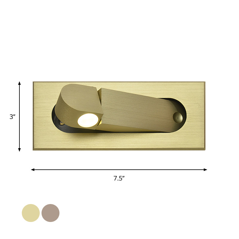 Modernist Rectangle Wall Light Sconce with Embed Design Aluminum LED Bedroom Rotatable Wall Lamp in Bronze/Coffee, Natural/Warm Light