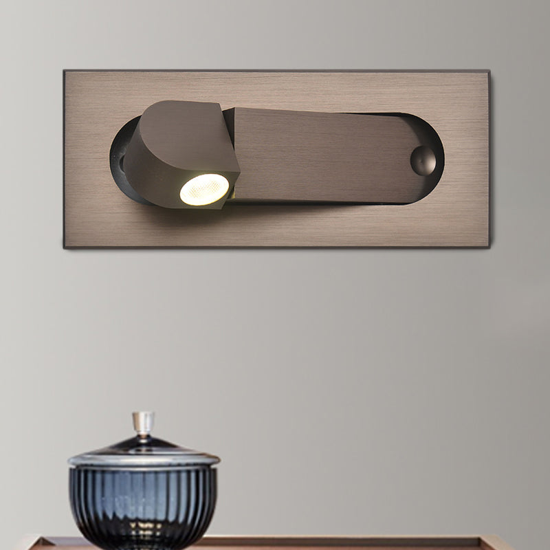 Modernist Rectangle Wall Light Sconce with Embed Design Aluminum LED Bedroom Rotatable Wall Lamp in Bronze/Coffee, Natural/Warm Light
