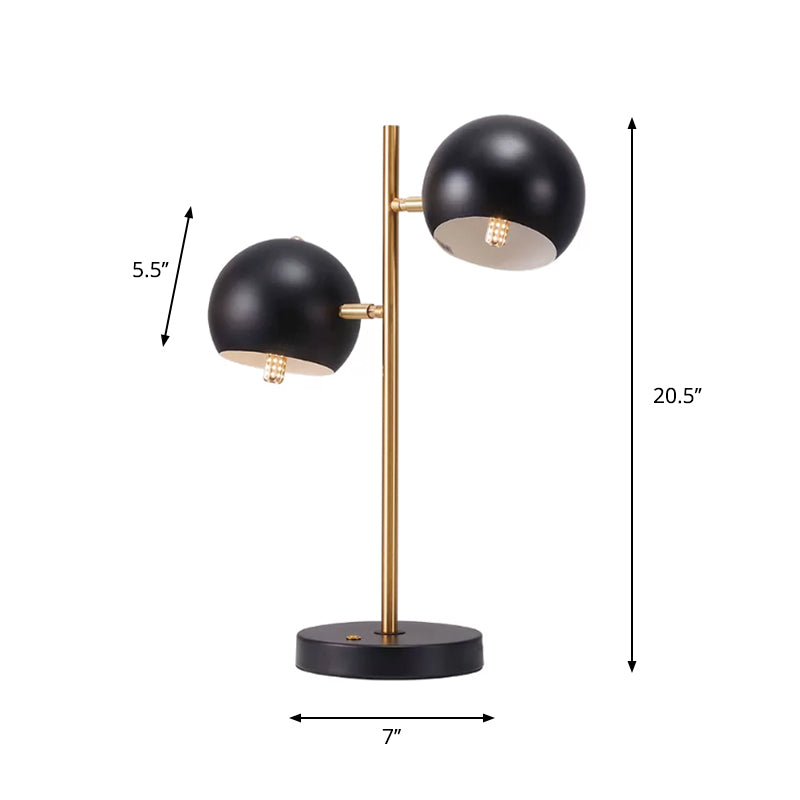 2 lichten bed nachttafellamp moderne zwarte afwerking verlichting met koepelvormige metalen tint