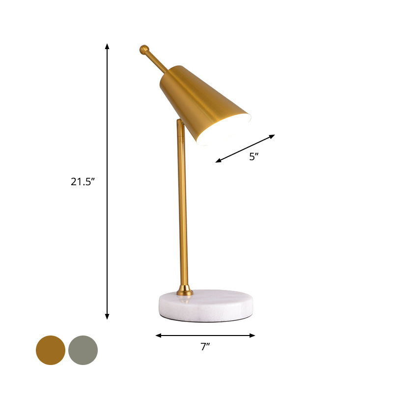 Post Modern LED Nightstand Light with Metal Shade Gold/Silver Finish Conic Table Lamp for Bedroom