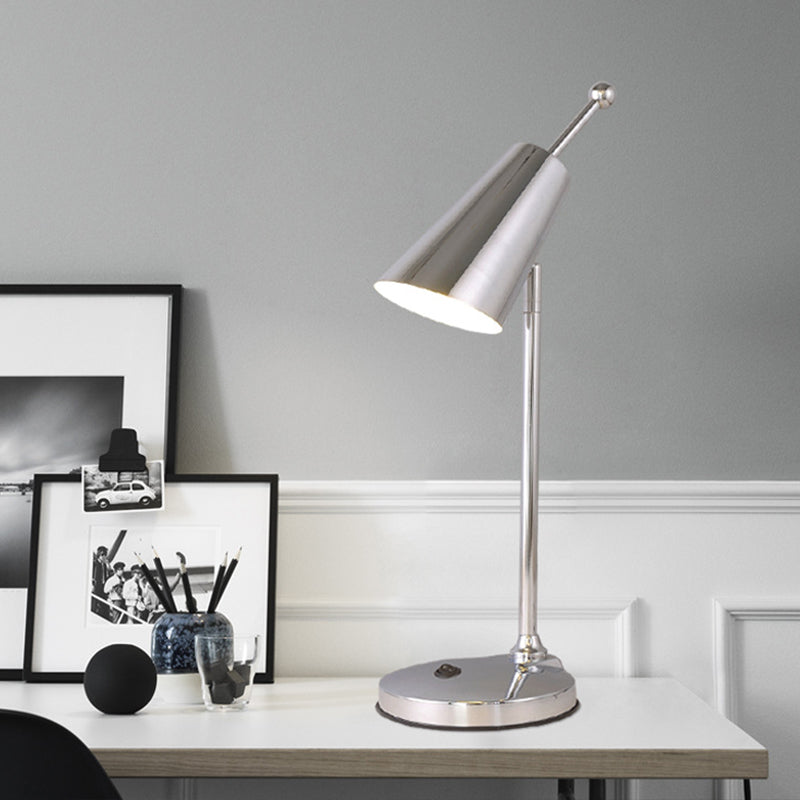 Post Modern LED Nightstand Light with Metal Shade Gold/Silver Finish Conic Table Lamp for Bedroom