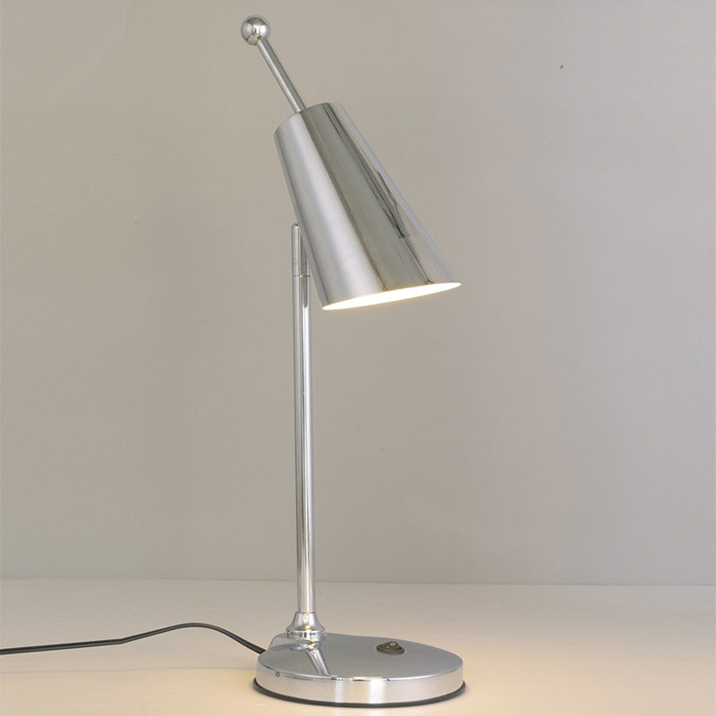 Post Modern LED Nightstand Light with Metal Shade Gold/Silver Finish Conic Table Lamp for Bedroom