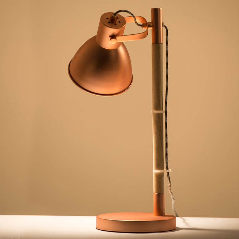 Domed Metal Handle Table Light Modern Rose Gold LED Rotatable Desk Lamp for Bedside