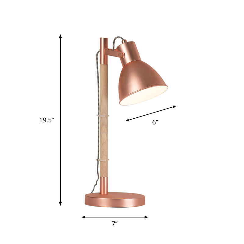 Domed Metal Handle Table Light Modern Rose Gold LED Rotatable Desk Lamp for Bedside