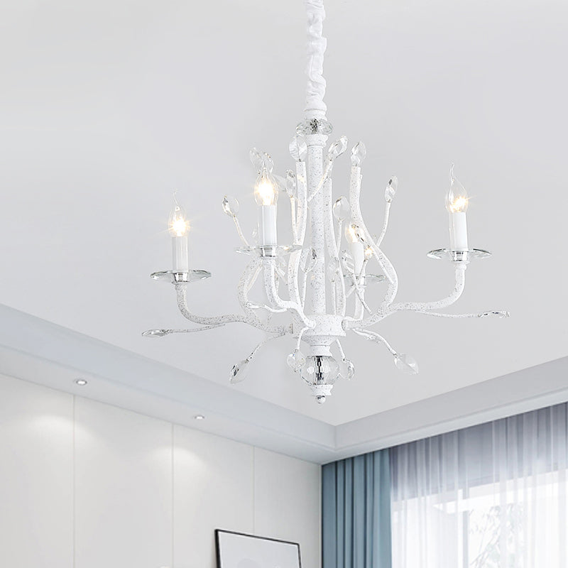Éclairage de lustre à bougie rustique 4/6 têtes transparent K9 Crystal Suspension Lumière en blanc pour la salle à manger