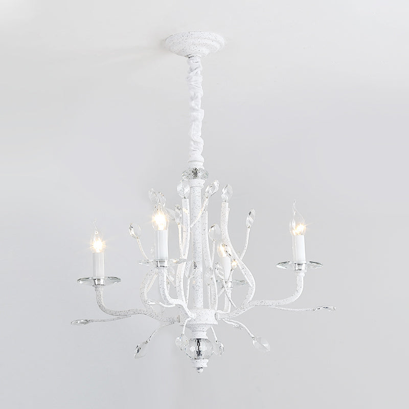 Éclairage de lustre à bougie rustique 4/6 têtes transparent K9 Crystal Suspension Lumière en blanc pour la salle à manger