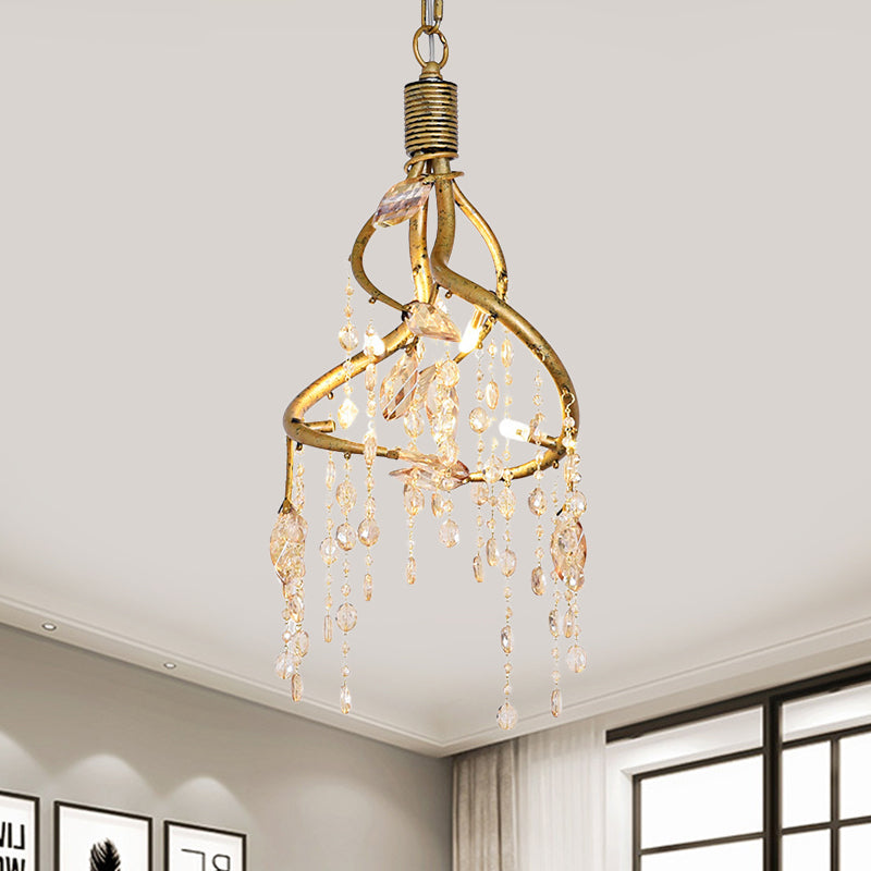 Amber Crystal Gold Drop lampe en cascade 4 ampoules