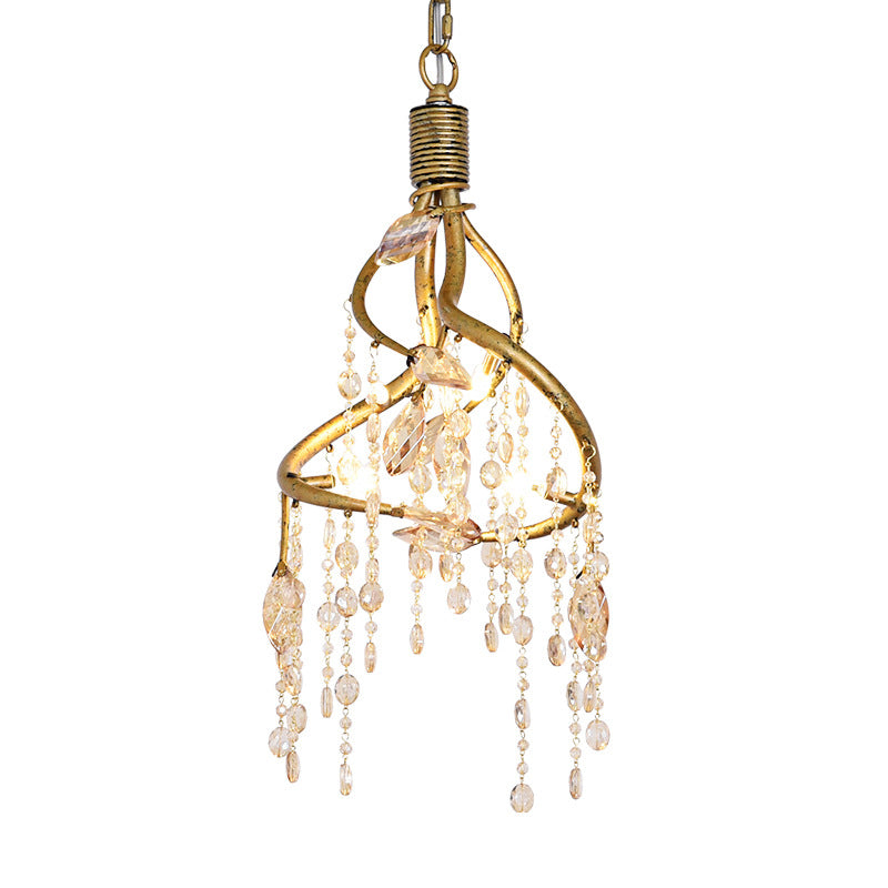 Amber Crystal Gold Drop lampe en cascade 4 ampoules