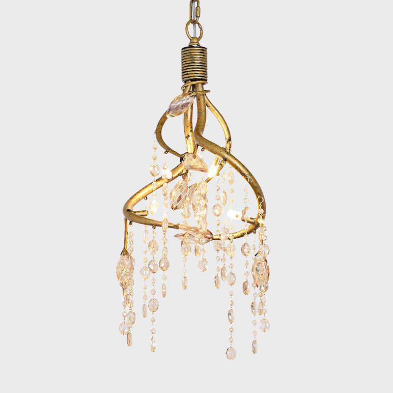 Amber Crystal Gold Drop lampe en cascade 4 ampoules