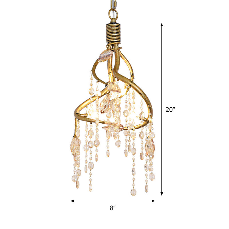 Amber Crystal Gold Drop lampe en cascade 4 ampoules