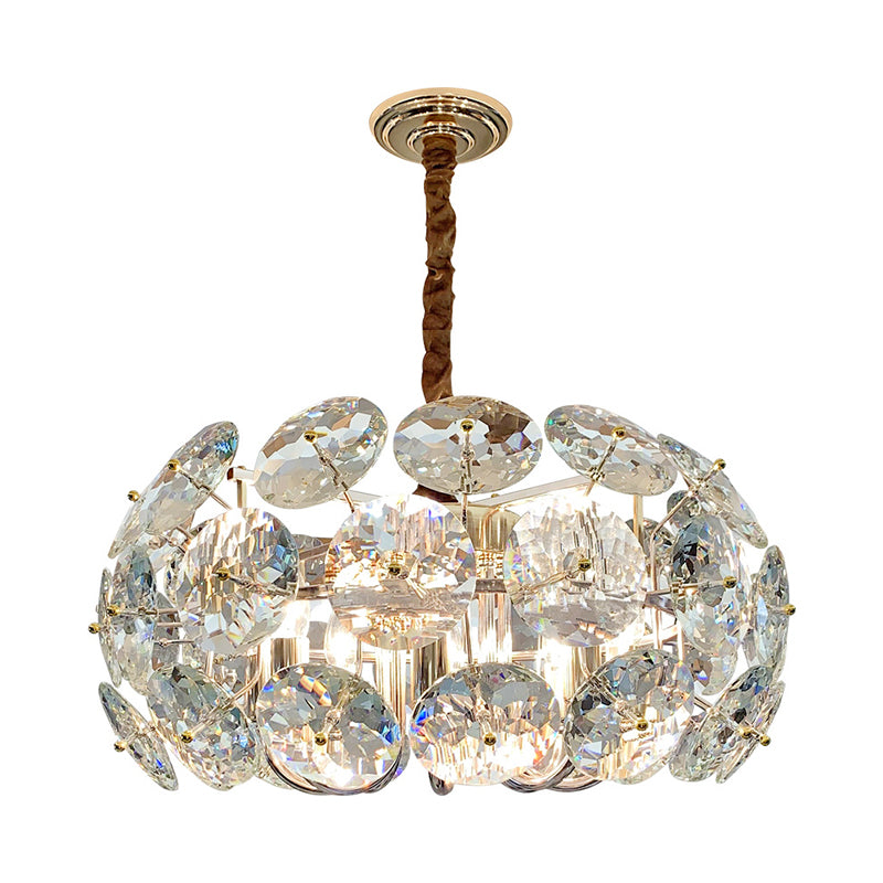 Clear Crystal Round Hanging Hanging Minimalisme 8 Heads slaapkamer plafond kroonluchter