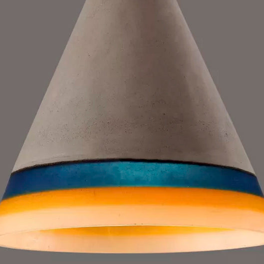 Dunkelblau/hellblau/orange Conic Anhänger hell antike Stilzement 1 Kopf Restaurant Hängende Lichtstoffe