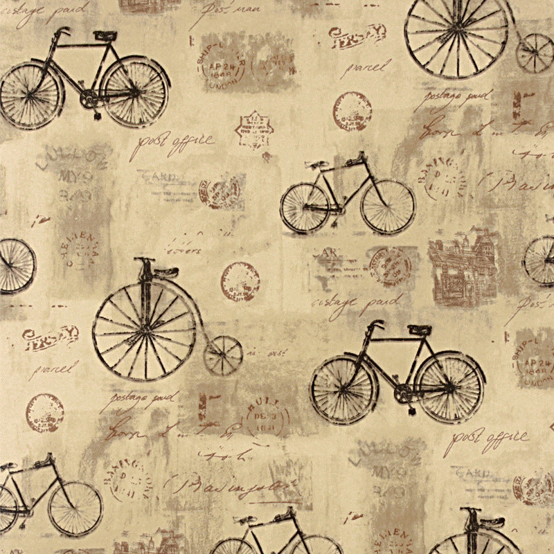 Taupe Bicycles and Letters Wallpape Graffiti Washable Non-Pasted Wall Decor, 20.5-inch x 33-foot
