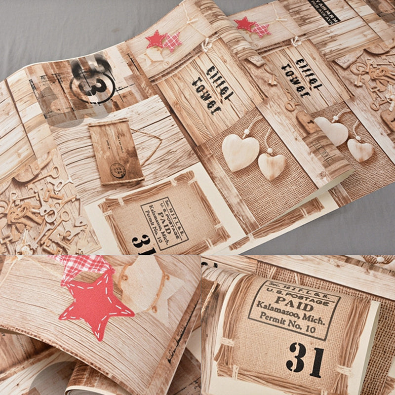 Brown Wood Effect Wallpaper for Coffee Shop and Bar, 33' x 20.5", Non-Pasted