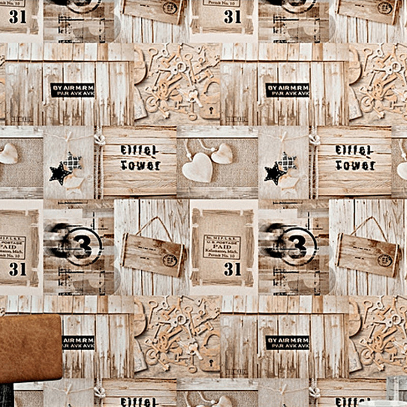 Brown Wood Effect Wallpaper for Coffee Shop and Bar, 33' x 20.5", Non-Pasted