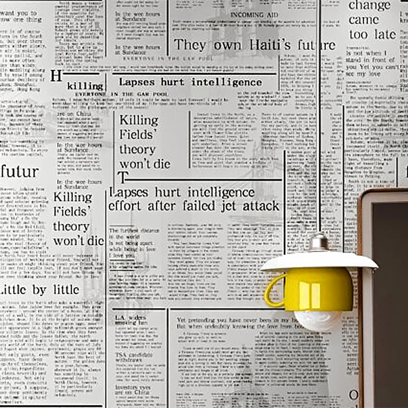 Retro Newspaper Plaster Wallpaper 33 ft. x 20.5 in Non-Pasted Wall Decor with Letters and Tower Non-Woven