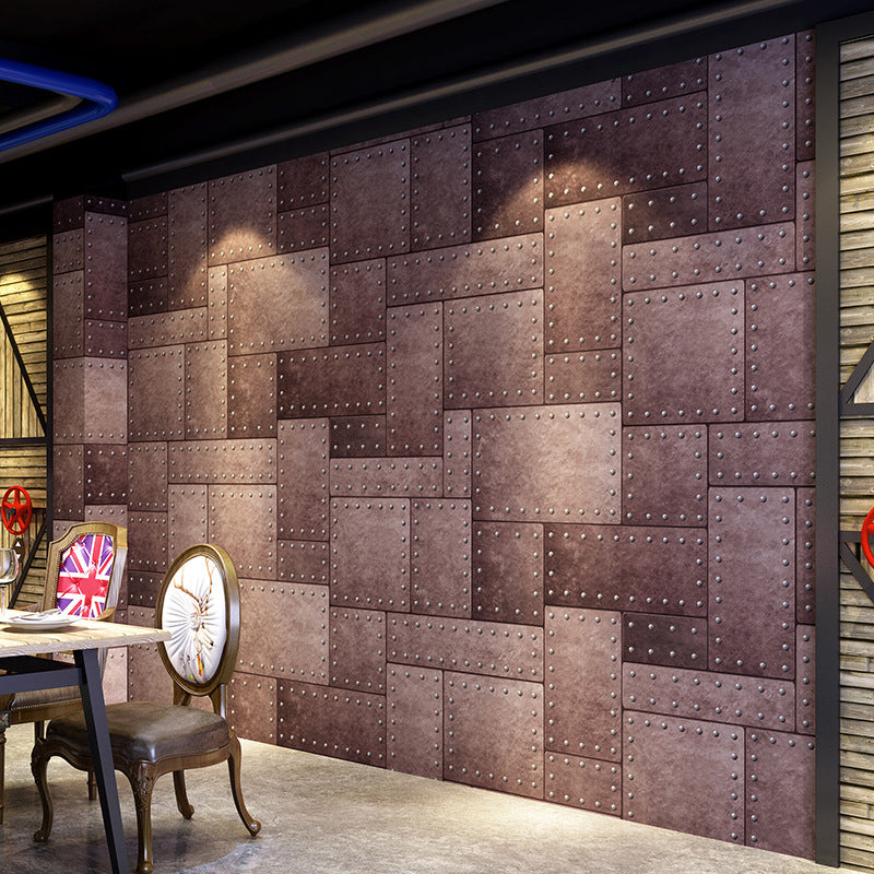 Vinyl Wallpaper 3D Effect Rectangle with Rivets around the Edge, 33-foot x 20.5-inch