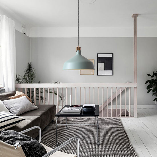 8,5 "/13" W gewölbte Metallanhänger Beleuchtung Industrial Style 1 Light Ess Room Hanging Lamp mit verstellbarer Kabel in Grau/Rosa