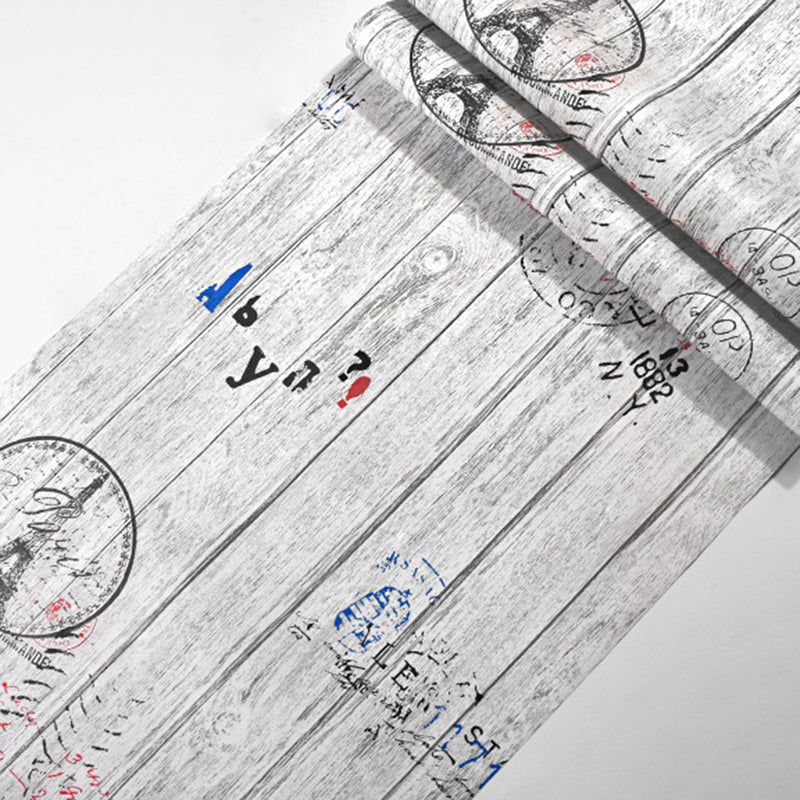 Decorative Wood Bars Wallpaper Non-Pasted PVC Wall Covering with Eiffel Tower, 31' x 20.5"