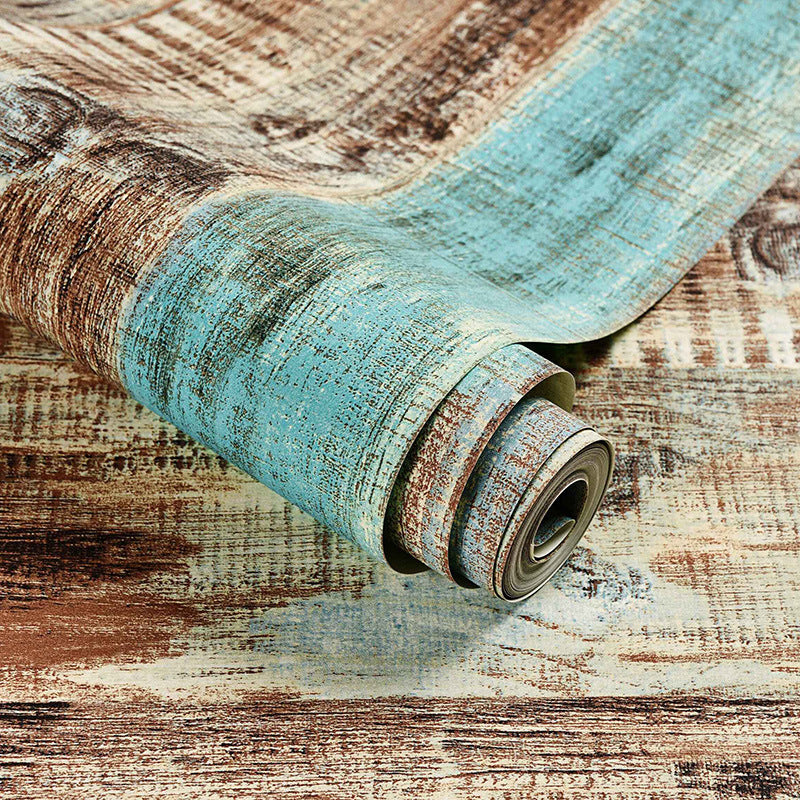 Mediterrane Vintage-Wanddekoration, Holzmuster und Streifen, nicht geklebte Tapete, 20,5 Zoll x 31 Fuß