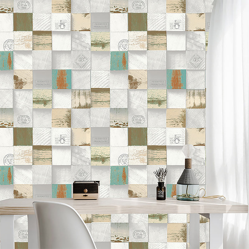 Geometries Wood Wallpaper 57.1 sq ft. Vinyl Waterproof Concave-convex Wall Decor