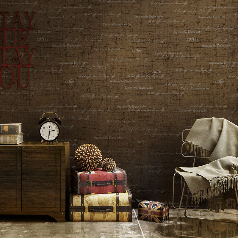Coffee Shop Wallpaper with English Letters Design, 21-inch x 33-foot, Non-Pasted