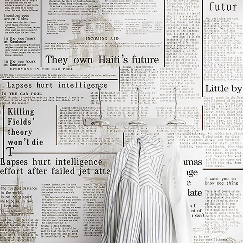 Retro Wall Decor Newspaper in American Style Non-Pasted Wallpaper, 21"W * 33'L