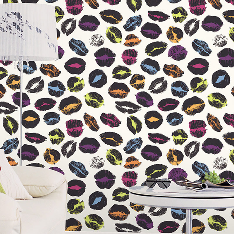 Non-Pasted Wallpaper Multi-colored Fashion and Original Sexy Lips, 33 ft. x 20.5 in