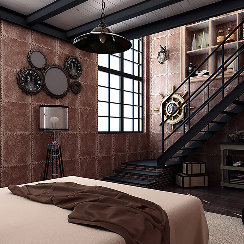 Industrial 3D Wallpaper with Distressed Leather and Rivets for Room Escape, 33'L x 21"W