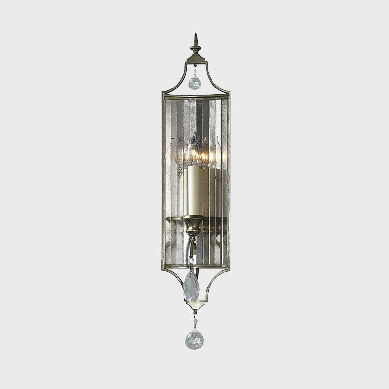 Candelabra soggiorno paesaggio paesaggio cristallo sfaccettato 1/3 head Silver Wall Lampleg
