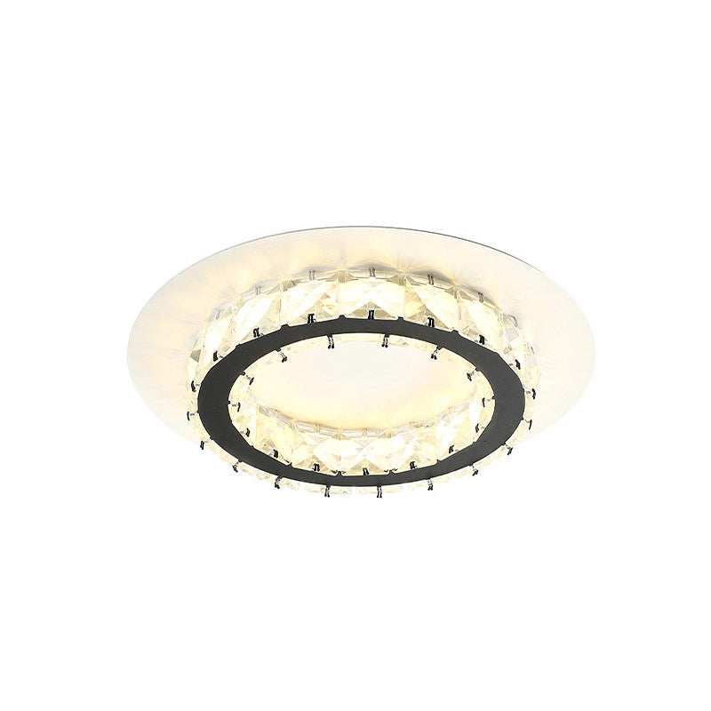 Circular Corridor Flush Mount Minimalism K9 Crystal LED White Ceiling Light in Warm/White Light