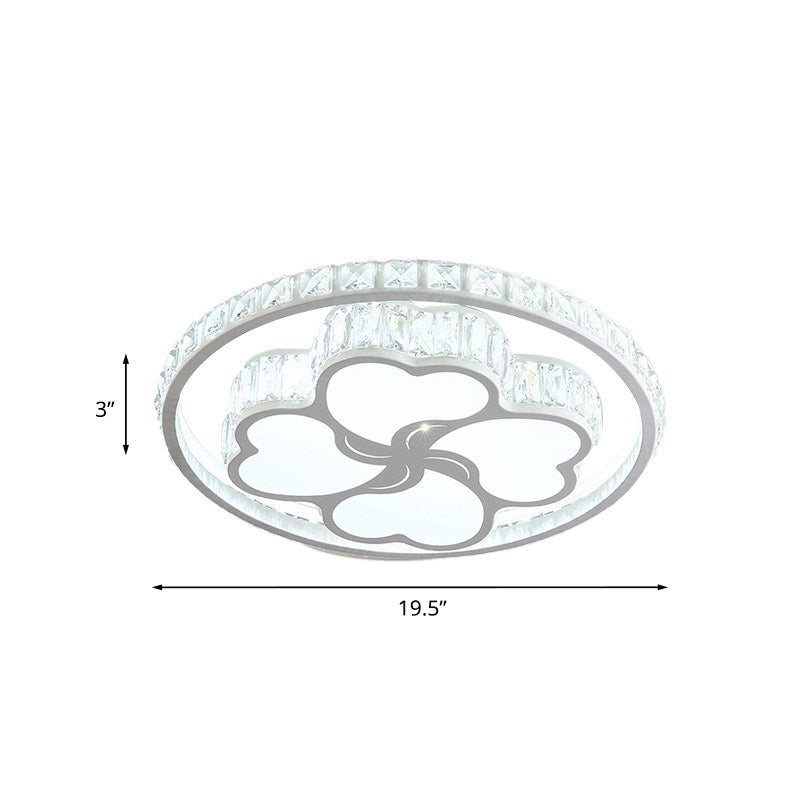 Lampada da soffitto K9 Crystal White da incasso Halo LED Simplicity con motivo a cuore amorevole