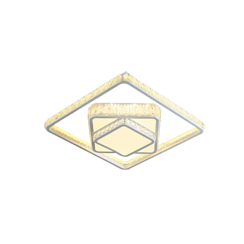Quadratische Kristall Deckenbeleuchtung Moderne LED-Schlafzimmer Flush Montage Licht Armatur in Weiß