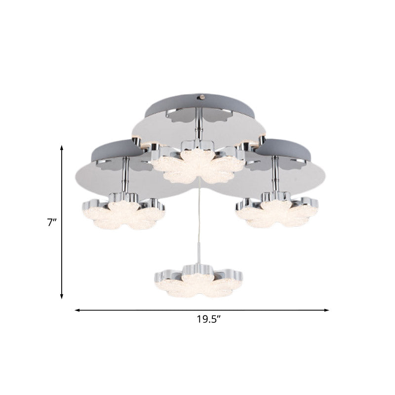 Chrome Petal Semi-Mount Lighting Modern Crystal LED CHAMBRE FUSH PLADIER LIGNER