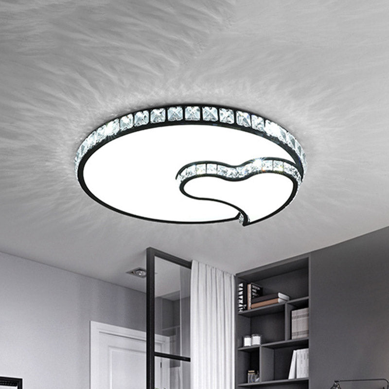 Loop Bedroom Ceiling Flush Mount Modernism Facettiert Kristall LED Schwarz Flushmount mit Herz Design