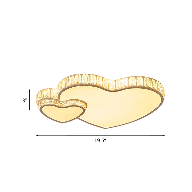 Minimalistische Dual-Herz-LED-Einbauleuchte aus geschliffenem Kristallkristall in Weiß