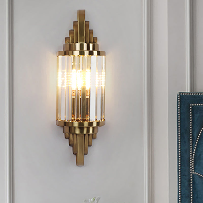 1 Cylindre Cylindre Light Light Contemporary Brass Crystal Wall Mount Moup de montage pour le salon