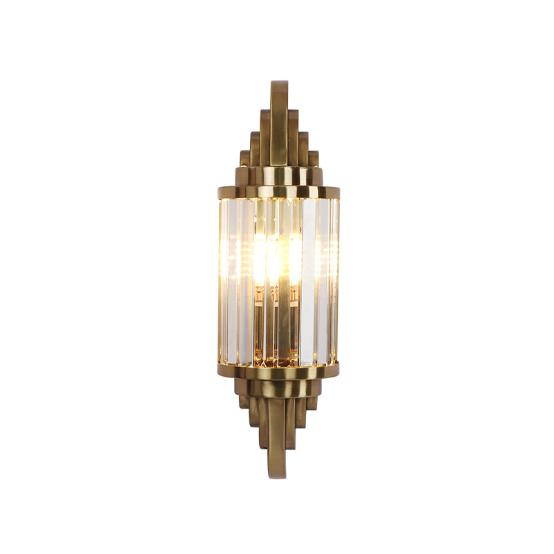1 Cylindre Cylindre Light Light Contemporary Brass Crystal Wall Mount Moup de montage pour le salon