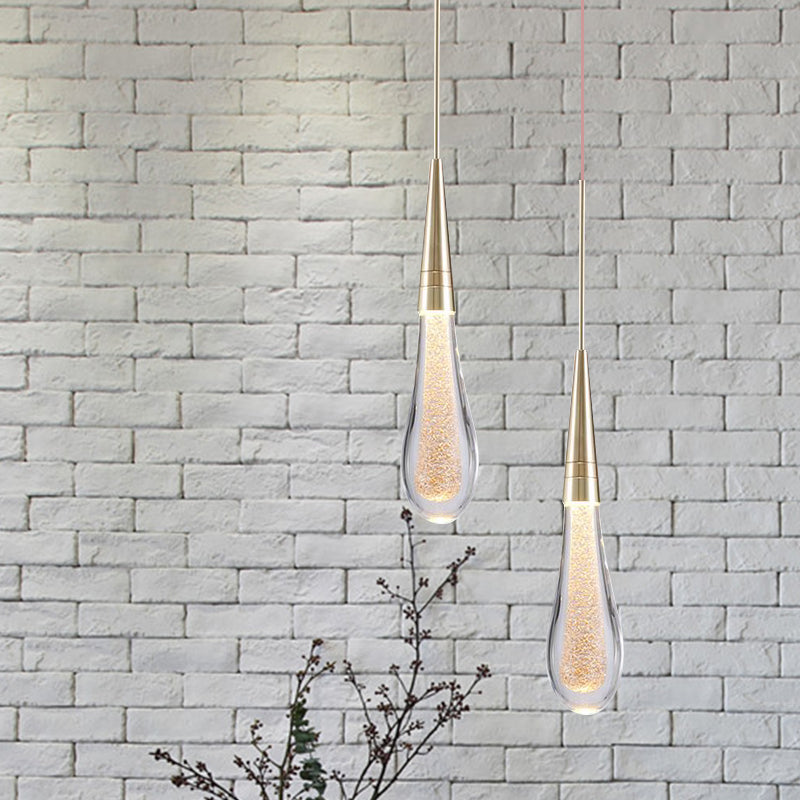 1 Light Bubble Crystal Ceiling Lamp Modern Brass Droplet Living Room LED Pendant Light
