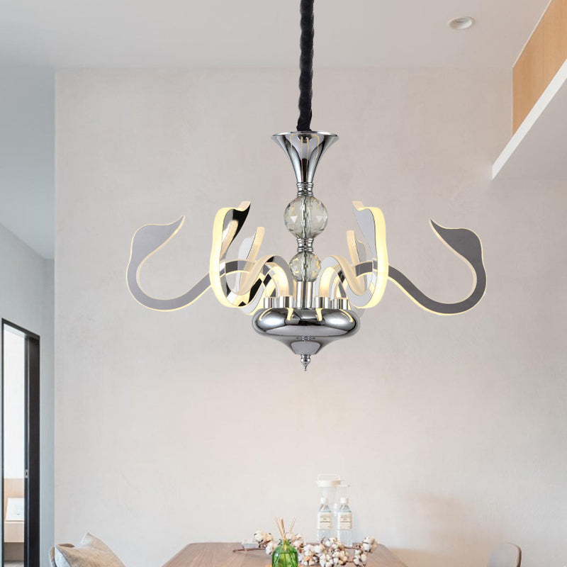 Acrylpanzerschwänger Arm Decke Lampe zeitgenössische Lichter Wohnzimmer Kronleuchter mit Kristall in Chrom