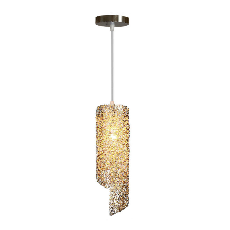 Silver/Brown/Blue Finish Cylinder Hanging Light Contemporary 1-Light Aluminum Wire Pendant Ceiling Lamp