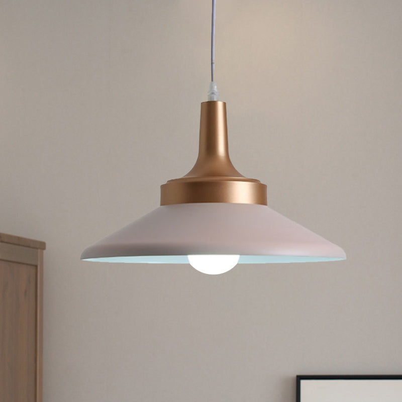 Untertassenformhängung Licht minimales Metall 1-Kopf-Rosa-Finish-Deckenhänge, 12 "/14" Breite
